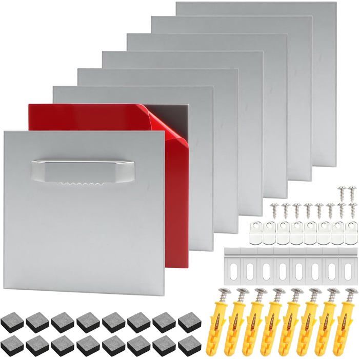 Crochet autocollant cadre lot 8 adhésif double face fixation murale 8 x 8 cm charge 5 kg aluminium et acier inoxydable