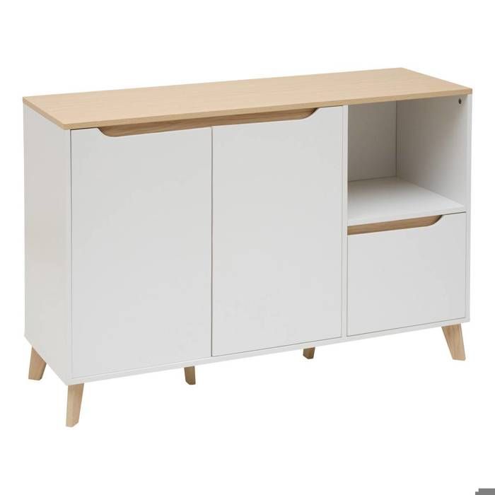 Buffet Luma rectangulaire 40x120cm 2 portes 1 tiroir blanc - 5five