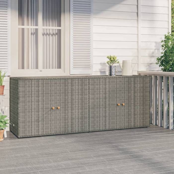 SALE 2026 Buffet bahut Gris - Armoire de rangement jardin Gris 198x555x80cm Résine tressée 3783256823634