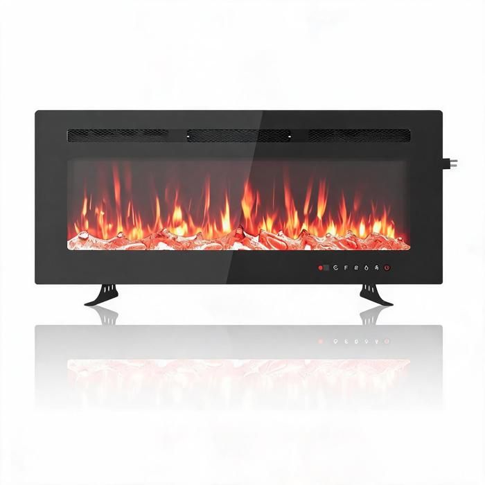 Koioplie Cheminée électrique 3-en-1 40 pouces sur pied murale encastrable foyer LED 3D 12 couleurs avec chauffage 1800 W