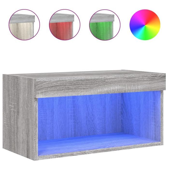 NOUVEAU Meuble télé - Meuble TV - Console TV - avec lumières LED - Console TV - Sonoma gris - 60x30x30cm93998