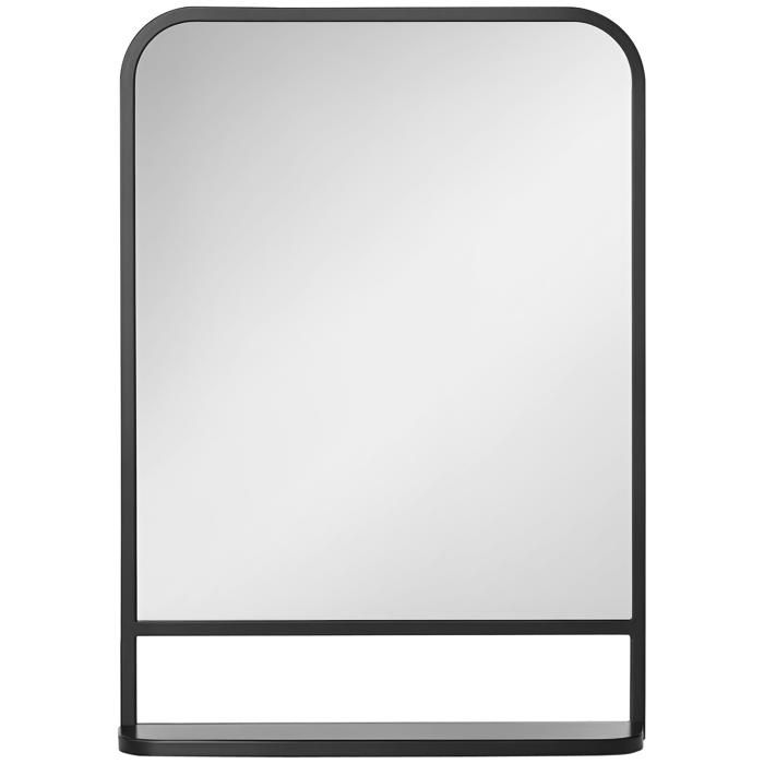 Miroir mural - Décoration de mur - Étagère de rangement - Métal - Fermeture à clé - Noir - Dimensions 50 x 10 2 x 70 cm - EUJIGSHOP