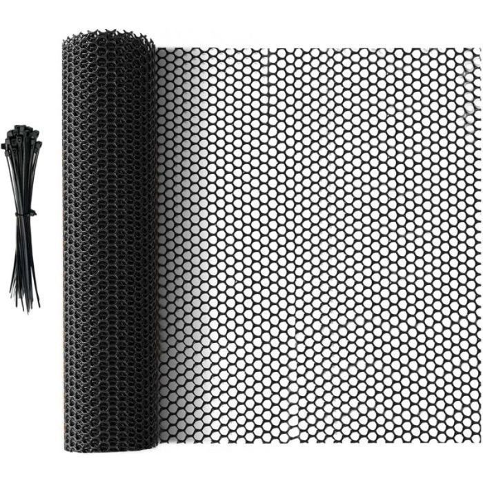 1 Rouleau de Clôture en Treillis Clôture en Plastique Noir Polyvalente Treillis à Animaux Découpable 5m x 40cm noir CLOTURE