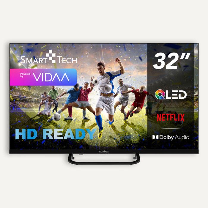 Smart Tech TV QLED HD 32 Pouces (80cm) 32QV02V Smart TV VIDAA Netflix Prime Disney Youtube 3xHDMI 2xUSB