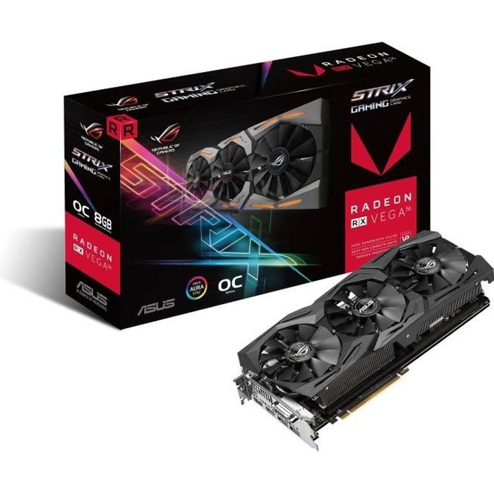 ASUS ROG STRIX RXVEGA56 O8G GAMING OC Edition carte graphique Radeon RX VEGA 56 8 Go HBM2 PCIe 3.0 x16 DVI 2 x HDMI 2 x DisplayPort - vue 2