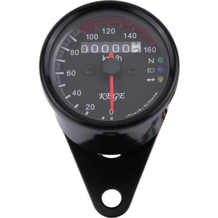 Compteur kilométrique moto compteur de vitesse rétroéclairage LED indicateur de vitesse universel (noir)-