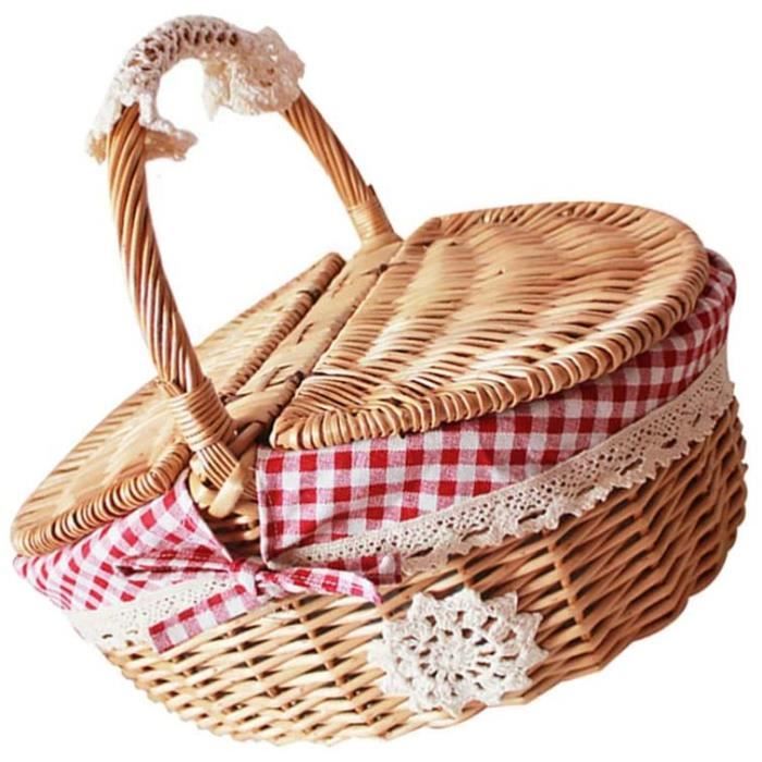 Panier à Fleurs En Osier Avec Poignée Perles - Décoration Mariage Ou Intérieur