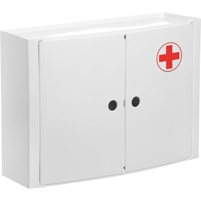 armoire à pharmacie - sans boutons - étagère intérieure réglable - blanc