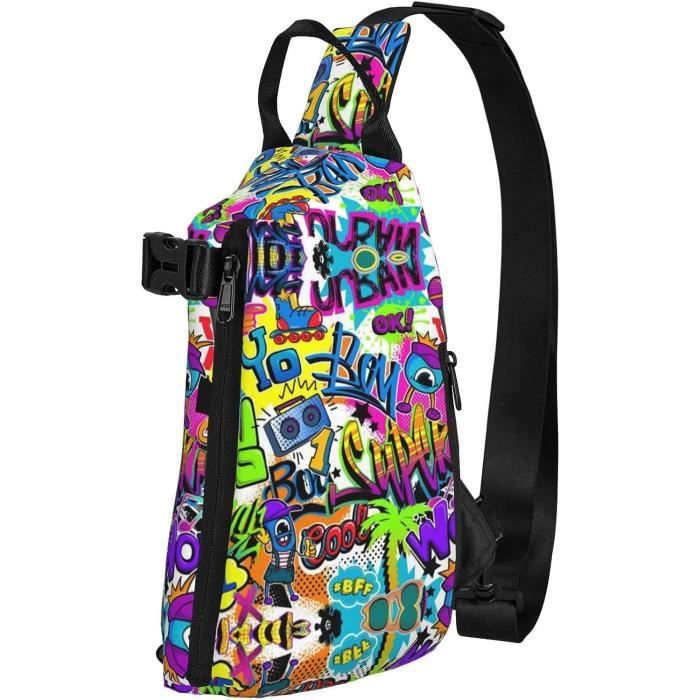Sac A Dos A Bandouliere Pour Homme Et Femme Motif Colore Noir Taille Unique x6917 Cdiscount Bagagerie Maroquinerie