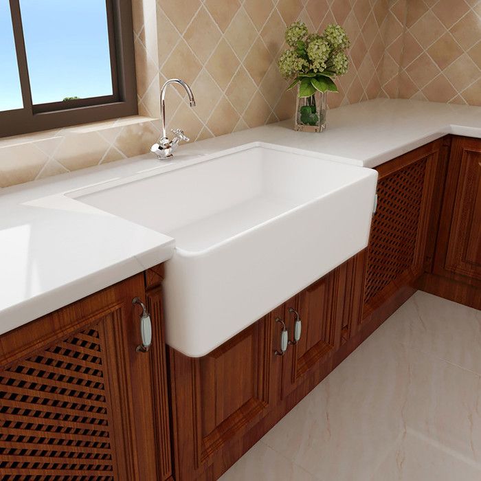 MEJE 84 x 50 5cm Évier de cuisine Farmhouse Evier timbre Évier à tablier Évier à cuve unique pour cuisines - Couleur blanche