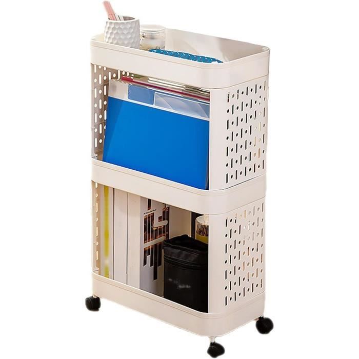 Bibliothèque en métal à 6 couches avec roulettes, unité de rangement multifonction noire, porte-revues amovible, grande capacité pour un usage domestique