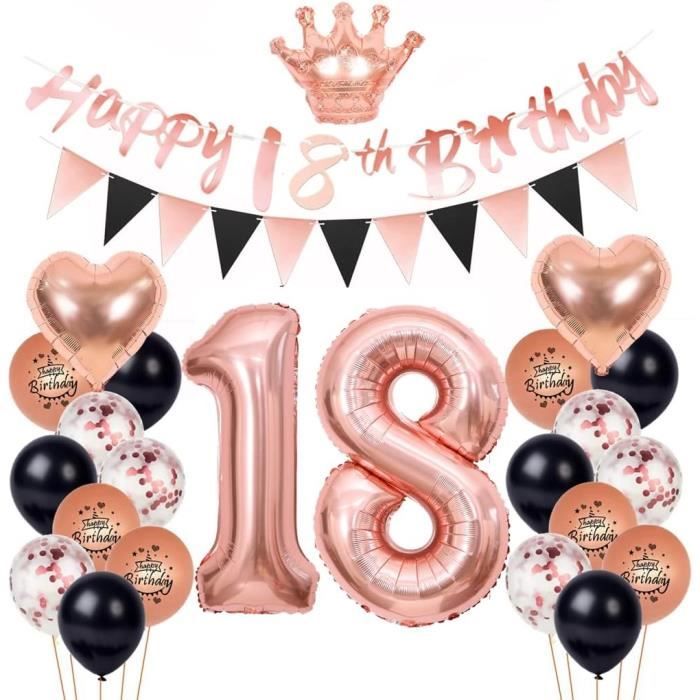 18er Anniversaire Fille Ballon, Or Rose Ballon Chiffre 18 Ballons  Anniversaire 18 an Or Rose 18 Ans déco Anniversaire, pour Fête  d'anniversaire