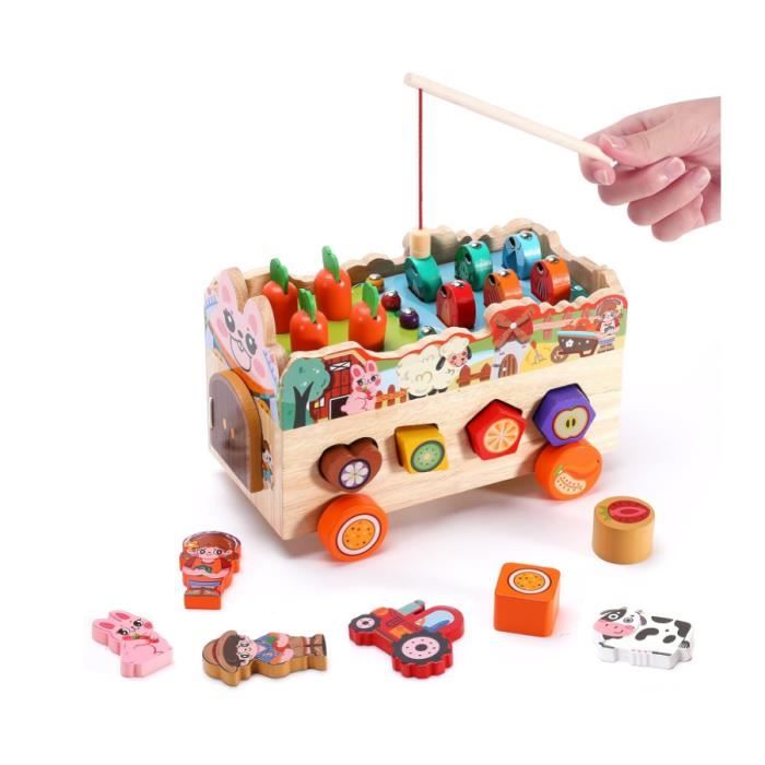 Jouet en bois - Jeux 1 an - 8 en 1 Jouet Éducatif Sensoriel - Cadeau Fille Garcon Bébés