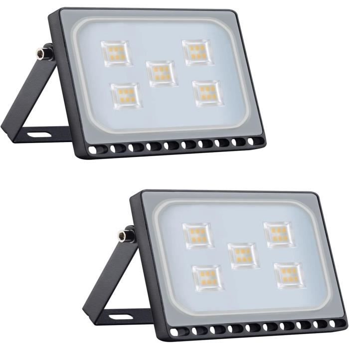 Projecteur LED 20W Extérieur IP65 En Aluminium - Spot Étanche Blanc Froid 6000K Avec Prise EU - Applique Pour Jardin, Terrain De Sport
