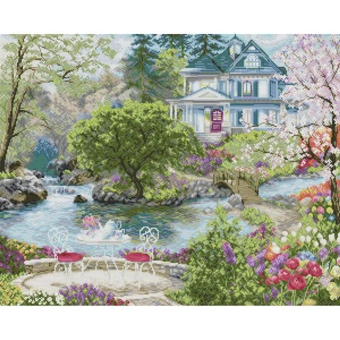 Kit Point De Croix Imprimé Awesocrafts - Motif 'Rues D'Amsterdam' 62x44cm - Tissu 14CT, Fils Inclus - Broderie Facile Pour Débutants Et Confirmés