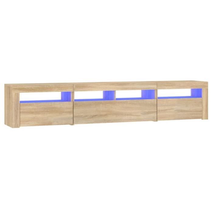 Meuble TV - Chêne sonoma - LED - Rangement - Contemporain