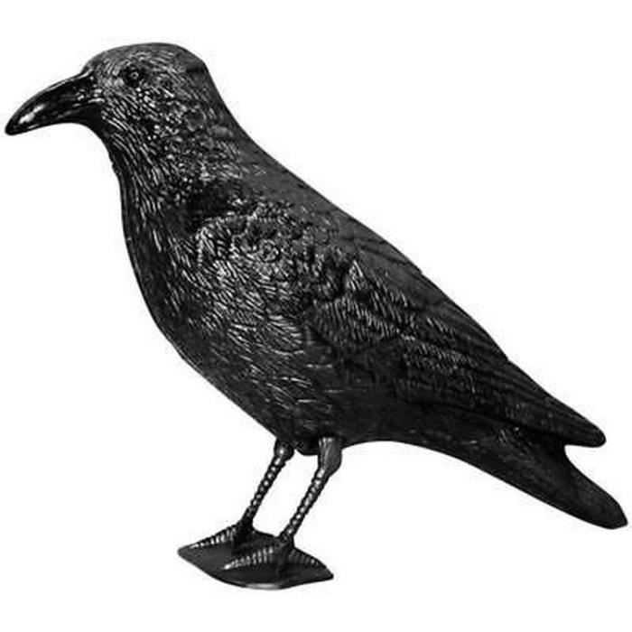 17 Pouces Réaliste Suspendus Corbeaux Morts Leurre en Plastique Réelle Corbeau à Plumes Noir Effarouchement des Oiseaux Noir 