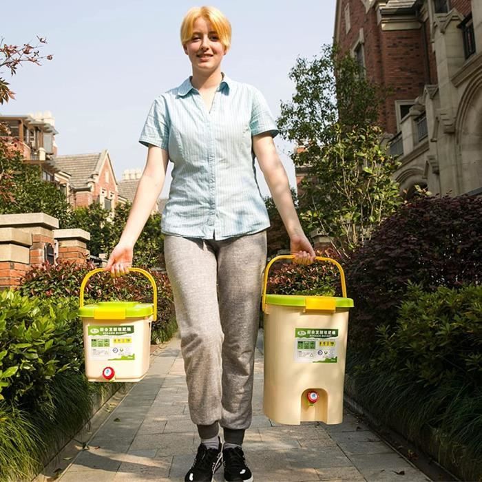 Lot De 2 Bacs à Compost Extérieurs Enterrés - Composteur Cylindrique Avec Couvercle Pour Déchets De Cuisine Et Jardin - 3