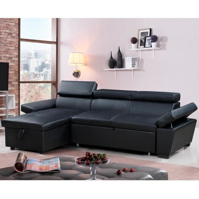 Canape D Angle Convertible Et Reversible Aldo 4 Places Noir