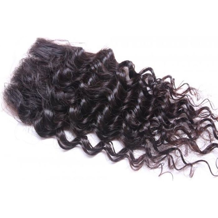 Closure tissage bouclé sans raie noir clair 45 cm 18 pouces - Cdiscount Au  quotidien