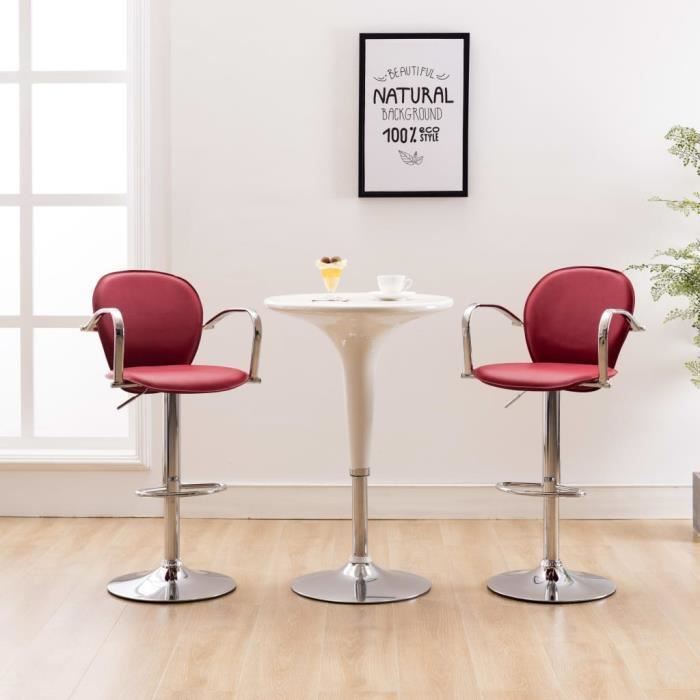 518NEW HOME Lot de 2 Tabourets de bar - Raffinée - Chaises de Cuisine Chaises Haute Rouge bordeaux SimilicuirRouge