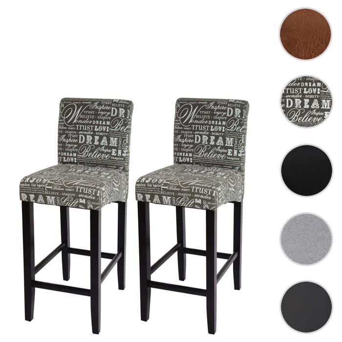 2x tabouret de bar HWC-C33 chaise bar ~ écriture gris pieds foncés tissu 2x tabouret de bar HWC-C33 chaise bar ~ écriture gris pieds foncés tissu