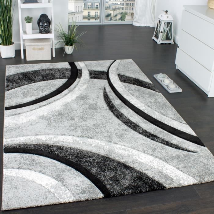 Tapis Moderne XLARGE – Tissé à Carreaux, Noir Et Gris, 160x230 Cm – Neuf