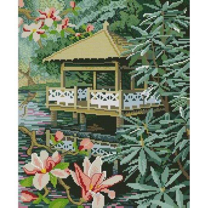 Kit Broderie Point De Croix Bucilla - Cottage Anglais Fleuri - Toile Aida 14ct - Complet Avec Fils Et Instructions