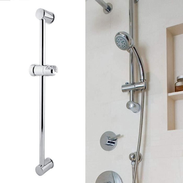 Kit Douche Sans Percer - Barre Douchette + Pommeau 3 Fonctions + Porte-Savon - Chrome Argent