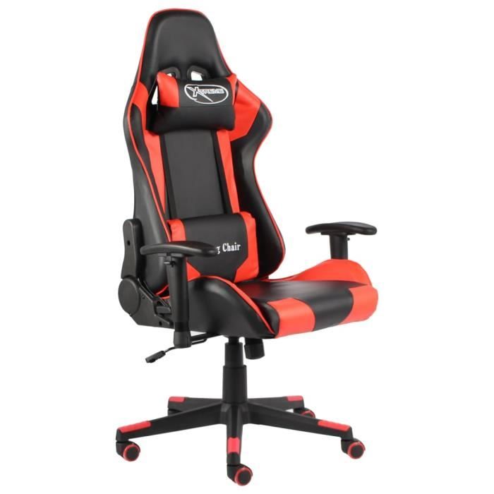 Fauteuil de bureau Chaise de jeu pivotante Rouge PVC JM•118810 - Réglable en hauteur - Utilisation Intérieur
