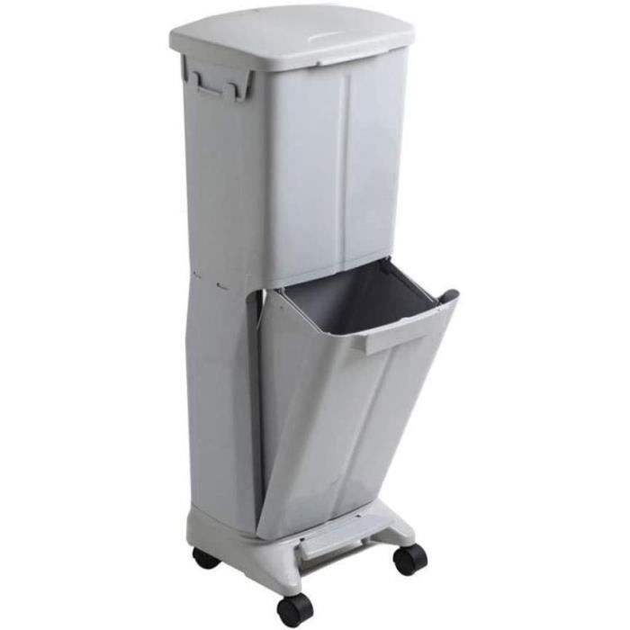 Poubelle Tri Sélectif, Poubelle de Cuisine, Debout antiodeur 2couche Poubelle à pédale, tri