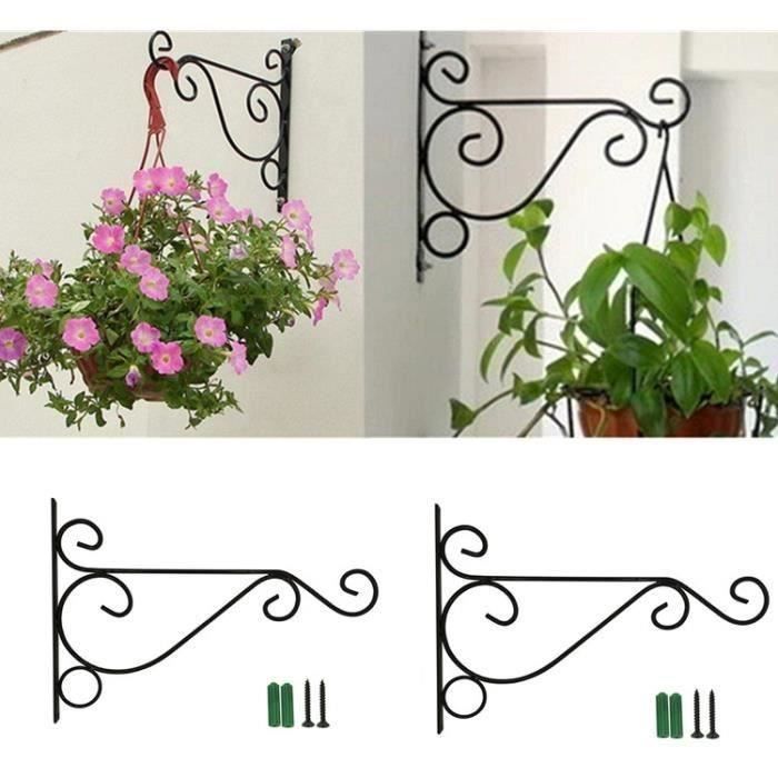 décoration extérieure Noir FJROnline Support Mural pour Plantes Suspension Pots de Fleurs Balcon de Jardin Crochets pour Panier de Jardin Lanterne de pelouse 