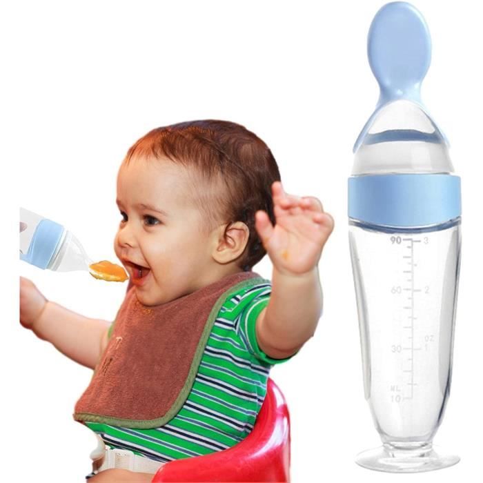 Cuillère d'alimentation pour bébé - Distributeur de cuillères pour bébé -  Biberon en Silicone pour bébé à partir de 3 Mois, Bleu - Cdiscount  Puériculture & Eveil bébé