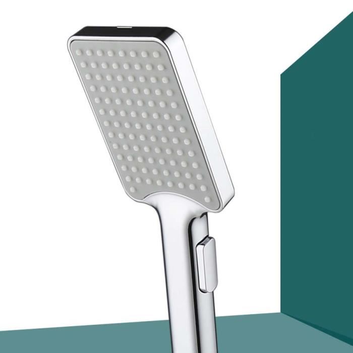 Pommeau De Douche 6 Jets économiseur D'eau - 40% D'économie, Buses Anti-calcaire Silicone, ABS Noir 20 Cm, Rotule 360°
