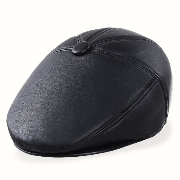 Casquette Plate Hiver En Cuir Avec Cache-oreilles – Pour Homme, Tailles 53-62 Cm, Unisexe