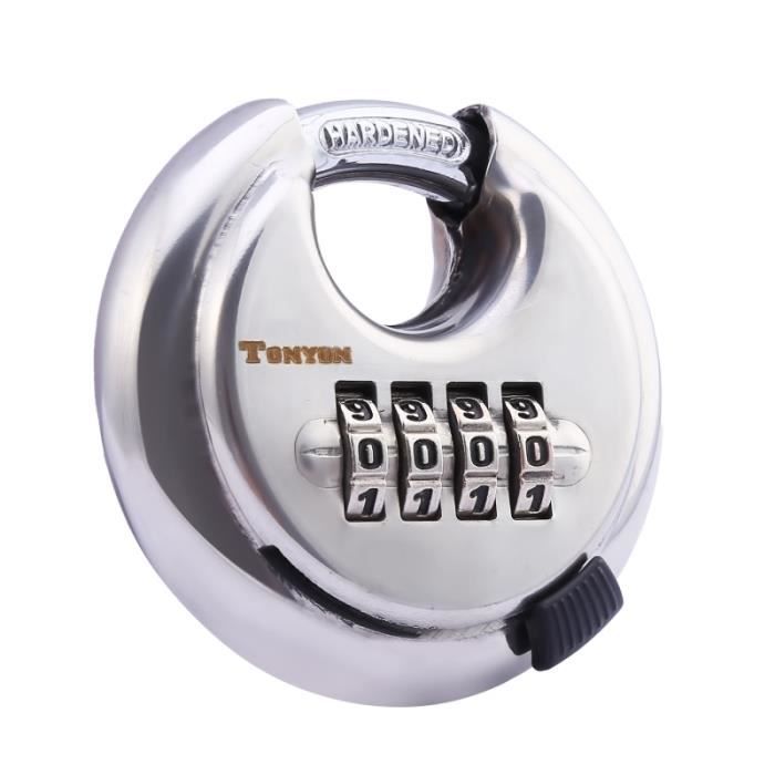 Cadenas à Combinaison 4 Chiffres En Acier Inoxydable - 70mm - Pour Portail, Remise, Valise - Anti-intempéries - 6