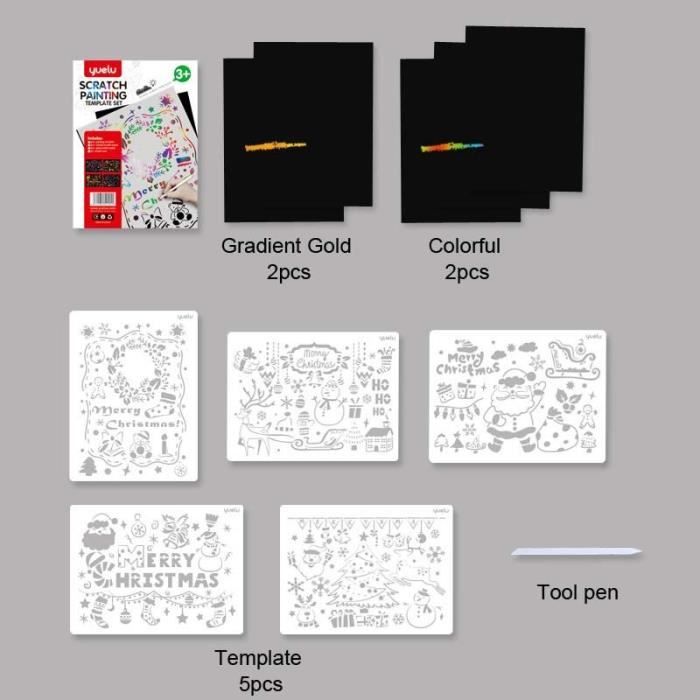 JIANTA Papier à Gratter – 16 Feuilles A4/A5 + 5 Outils – Cartes à Gratter Arc-en-ciel Pour Enfants Et Adultes