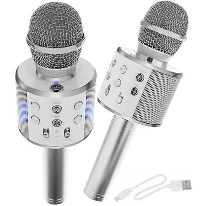 Microphone Sans Fil Micro Karaoké Lumineux Bluetooth USB Micro