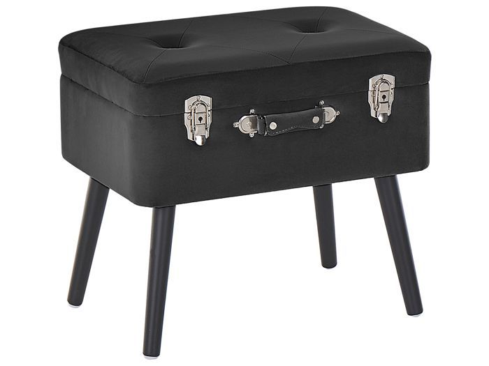 Beliani - Tabouret avec coffre en velours noir MALLARD Beliani - Tabouret avec coffre en velours noir MALLARD