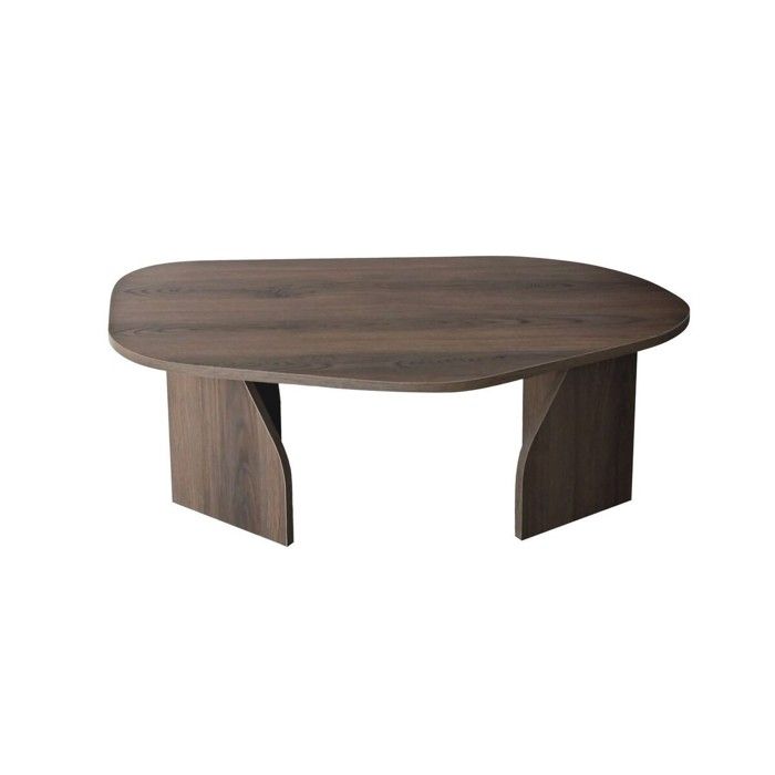 CALICOSY - Table basse avec plateau de forme organique et pieds larges L100 cm - ROCK - Noyer