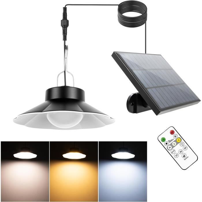 Lampes Solaires Suspendues Double Tête - Télécommande, IP65, Câble 3m - Pour Jardin, Terrasse, Intérieur