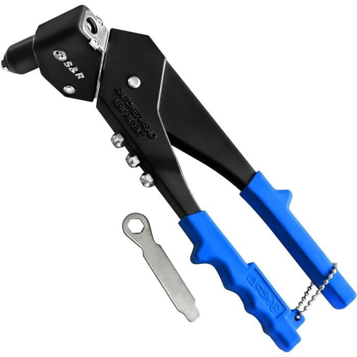 Pince à Riveter Professionnelle - Pour Rivets Aveugles 2,5 à 6 Mm - 6 Embouts Inclus - Poignée Confort - Usage Intensif
