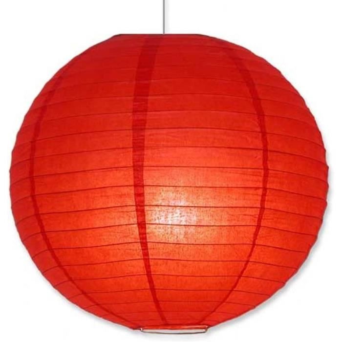 Dlm Suspension Boule Japonaise En Papier Ajour Rouge Pas Cher