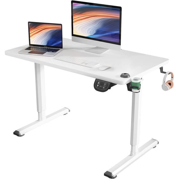 dripex bureau élévateur électrique 110 x 60 cm, standing desk réglable, plateau de jeu relevable, bureau motorisé ergonomique,