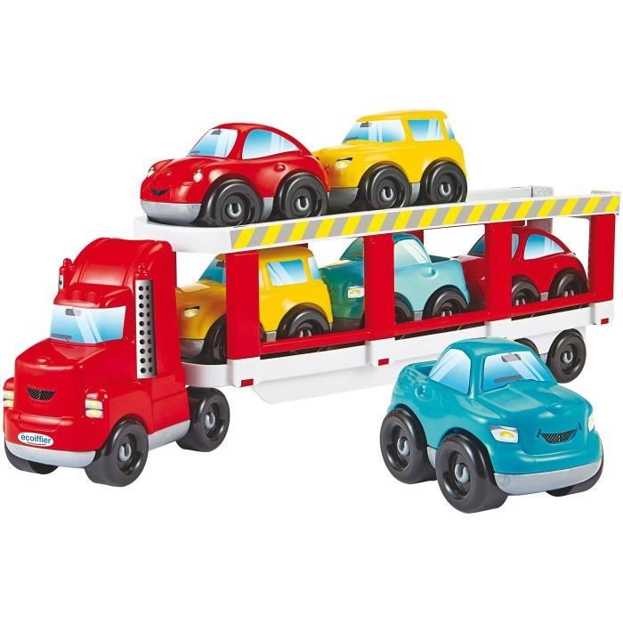 Camion porte-voitures ECOIFFIER - Abrick - Transporte 6 voitures sur 2 étages - Rouge - Dès 18 mois