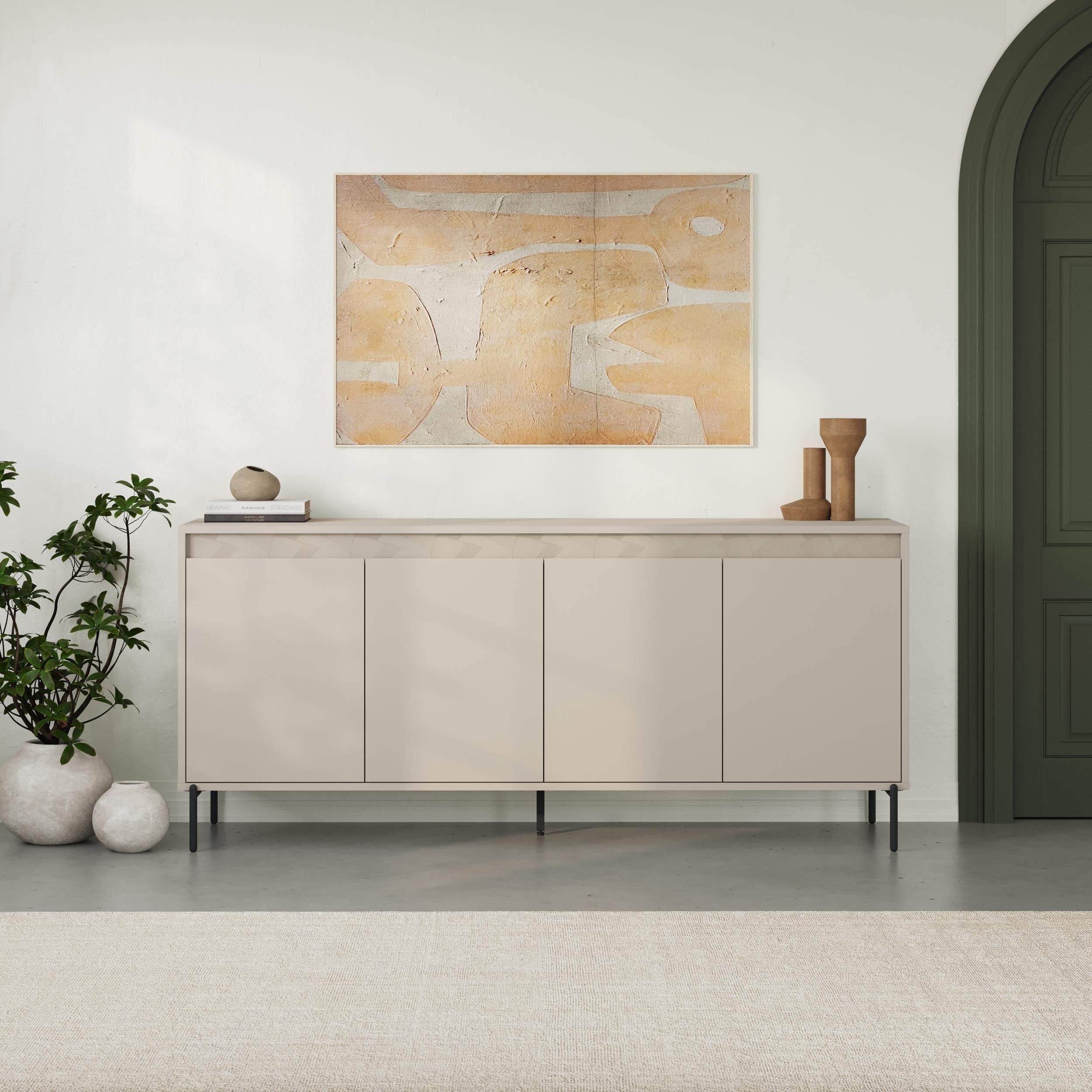 Buffet GRETA – Crème – 4 portes – 180 x 40 x 80 cm