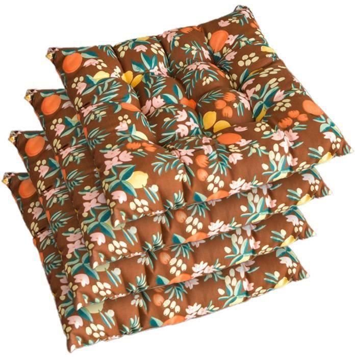 Lot De 4 Coussin De Chaise Touffeté Antidérapant - 40 X 40 X 10 Cm, Rouge | Pour Salle à Manger, Cuisine, Confort Assise