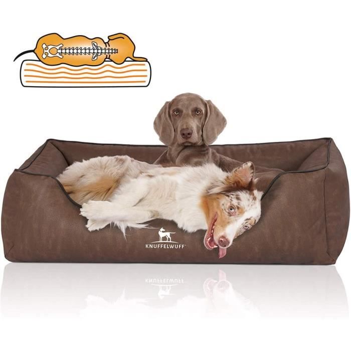 Meilleurs prix pour Knuffelwuff Rockland Panier orthopédique pour chien en similicuir M-L 85 x 63cm marron