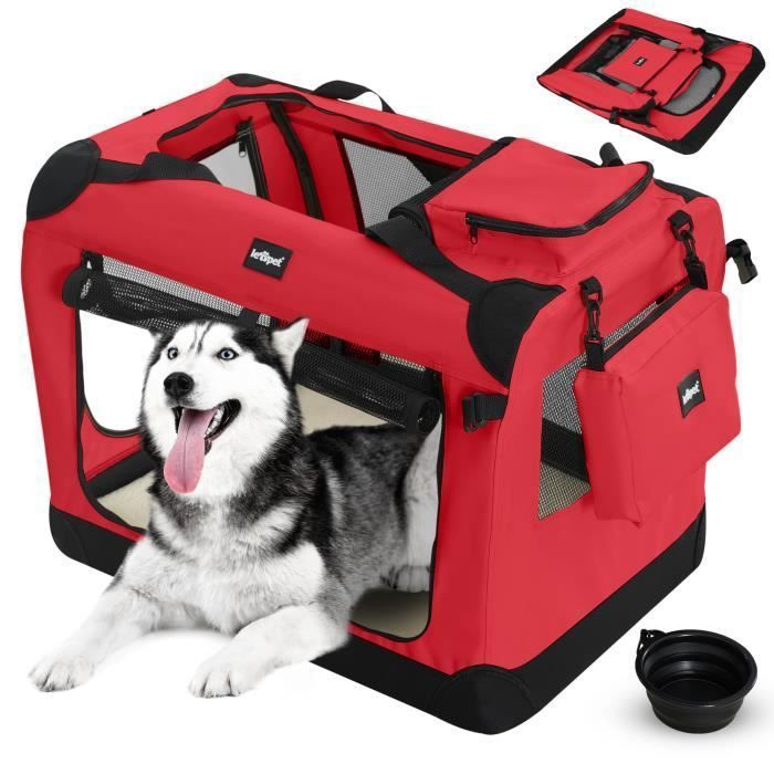 Meilleurs prix pour Leopet® Sac De Transport Pour Chiens - Gamelle, Pliable, Respirant, Taille Xxl, Rouge - Bagage, Panier Pour Animal De Compagnie, Voyage
