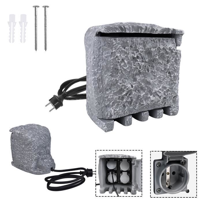 Borne De Jardin Multiprise 4 Prises IP44 WilTec - Acier Inox, 220-240V, Forme Ronde